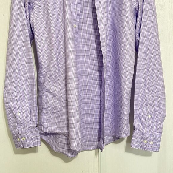 Egara Non-Iron Men’s Purple Dress Shirt 15.5 34/35 Slim Fit Button Long Sleeve - Picture 3 of 8